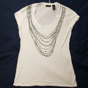 Faux Pearl Necklace Tee Shirt